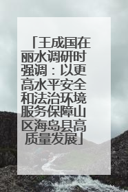 王成国在丽水调研时强调：以更高水平安全和法治环境服务保障山区海岛县高质量发展