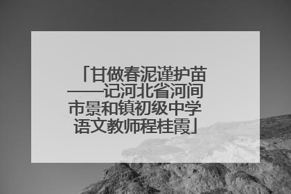 甘做春泥谨护苗——记河北省河间市景和镇初级中学语文教师程桂霞