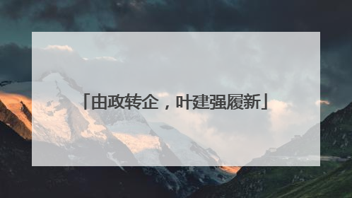 由政转企，叶建强履新