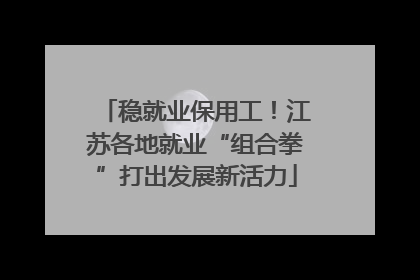 稳就业保用工！江苏各地就业“组合拳”打出发展新活力