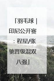 羽毛球｜印尼公开赛：程星/张驰晋级混双八强