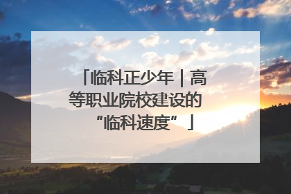 临科正少年｜高等职业院校建设的“临科速度”