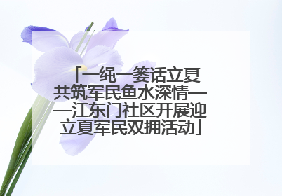 一绳一篓话立夏 共筑军民鱼水深情——江东门社区开展迎立夏军民双拥活动