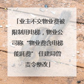 业主不交物业费被限制用电梯，物业公司称“物业费含电梯能耗费” 住建局曾责令整改