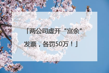 两公司虚开“富余”发票，各罚50万！