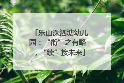 乐山洙泗塘幼儿园：“衔”之有略，“续”接未来