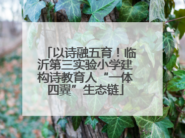 以诗融五育！临沂第三实验小学建构诗教育人“一体四翼”生态链