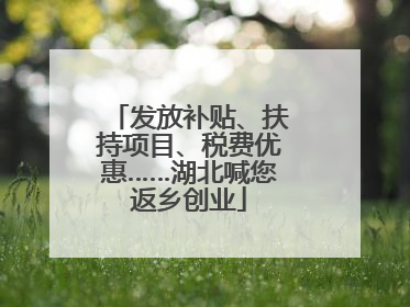 发放补贴、扶持项目、税费优惠……湖北喊您返乡创业