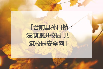 台前县孙口镇：法制课进校园 共筑校园安全网