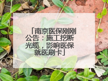 南京医保刚刚公告：施工挖断光缆，影响医保就医刷卡