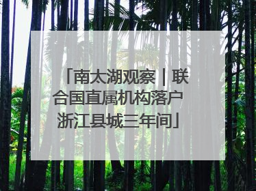 南太湖观察｜联合国直属机构落户浙江县城三年间