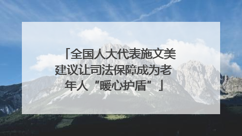 全国人大代表施文美建议让司法保障成为老年人“暖心护盾”