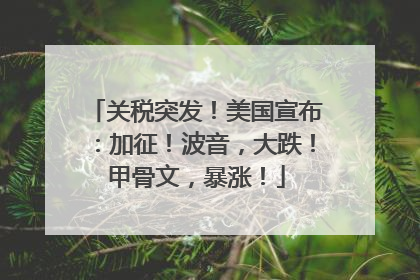 关税突发！美国宣布：加征！波音，大跌！甲骨文，暴涨！