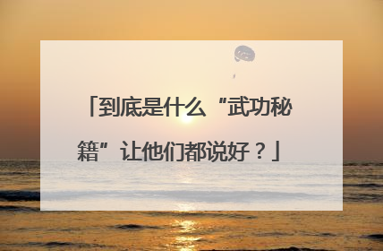 到底是什么“武功秘籍”让他们都说好？