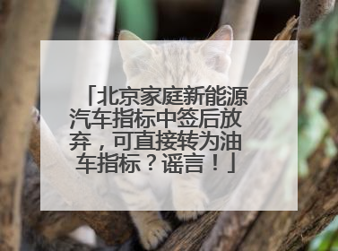 北京家庭新能源汽车指标中签后放弃，可直接转为油车指标？谣言！