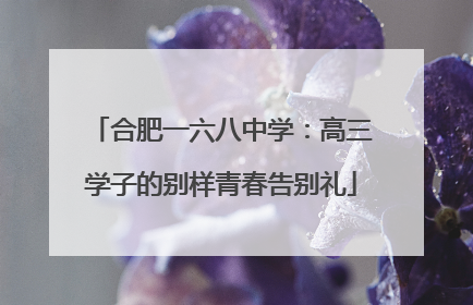 合肥一六八中学：高三学子的别样青春告别礼
