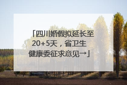 四川婚假拟延长至20+5天，省卫生健康委征求意见→