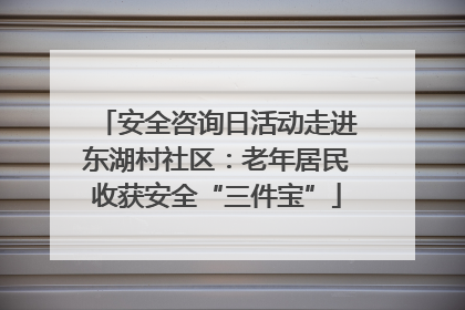安全咨询日活动走进东湖村社区：老年居民收获安全“三件宝”