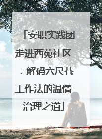 安职实践团走进西苑社区：解码六尺巷工作法的温情治理之道