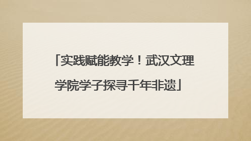 实践赋能教学！武汉文理学院学子探寻千年非遗