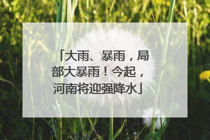 大雨、暴雨，局部大暴雨！今起，河南将迎强降水