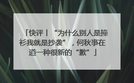 快评丨“为什么别人是撞衫我就是抄袭”，何秋亊在道一种很新的“歉”