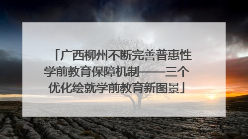 广西柳州不断完善普惠性学前教育保障机制——三个优化绘就学前教育新图景