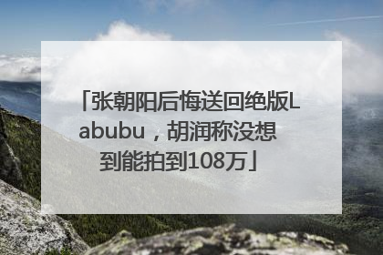 张朝阳后悔送回绝版Labubu，胡润称没想到能拍到108万