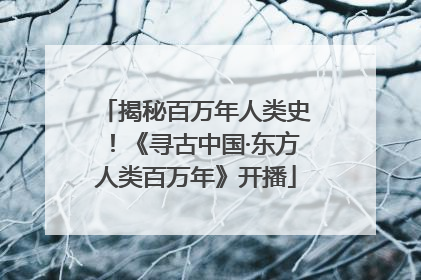 揭秘百万年人类史！《寻古中国·东方人类百万年》开播