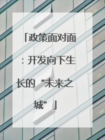政策面对面：开发向下生长的“未来之城”