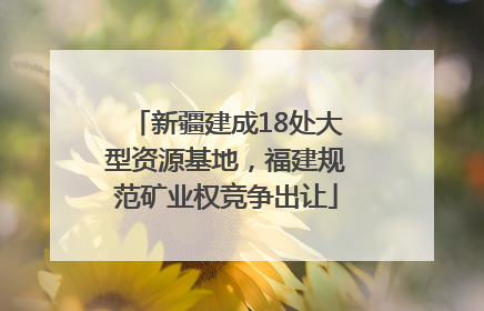 新疆建成18处大型资源基地，福建规范矿业权竞争出让