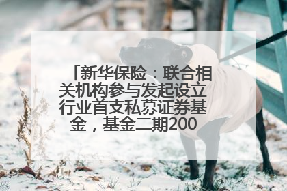 新华保险：联合相关机构参与发起设立行业首支私募证券基金，基金二期200亿元已募集完毕
