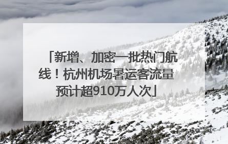 新增、加密一批热门航线！杭州机场暑运客流量预计超910万人次