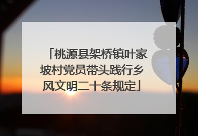 桃源县架桥镇叶家坡村党员带头践行乡风文明二十条规定