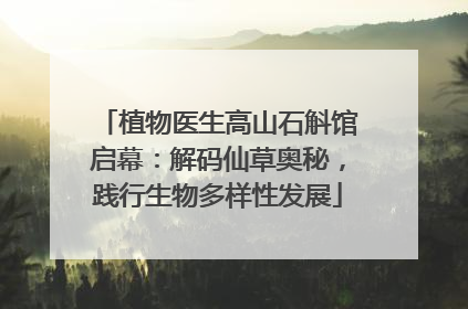 植物医生高山石斛馆启幕：解码仙草奥秘，践行生物多样性发展