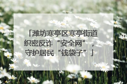 潍坊寒亭区寒亭街道织密反诈“安全网”，守护居民“钱袋子”