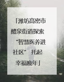 潍坊高密市醴泉街道探索“智慧医养进社区” 托起幸福晚年