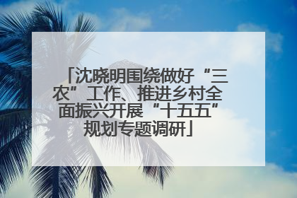 沈晓明围绕做好“三农”工作、推进乡村全面振兴开展“十五五”规划专题调研
