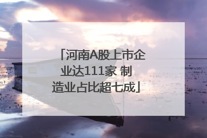 河南A股上市企业达111家 制造业占比超七成
