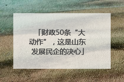 财政50条“大动作”，这是山东发展民企的决心