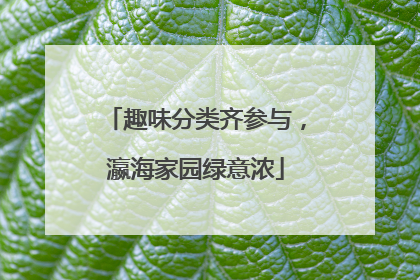 趣味分类齐参与，瀛海家园绿意浓