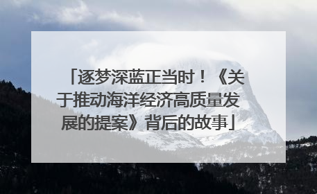 逐梦深蓝正当时！《关于推动海洋经济高质量发展的提案》背后的故事
