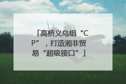 高桥义乌组“CP”，打造湘非贸易“超级接口”